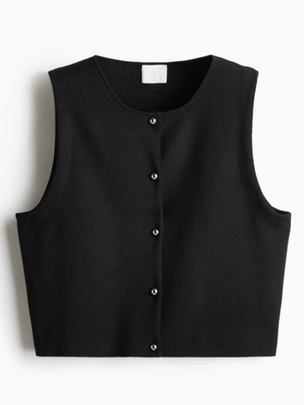 H&M Black Sleeveless Button-Front Knit Tank Gold Buttons
